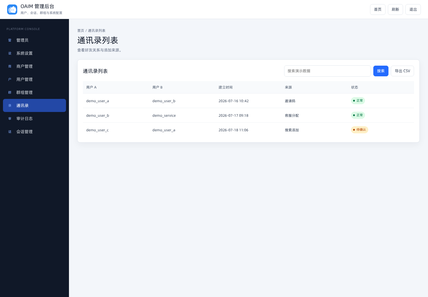 通讯录列表截图